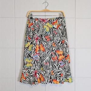Vintage y2k Le Suit zebra & butterfly print ruffle skirt